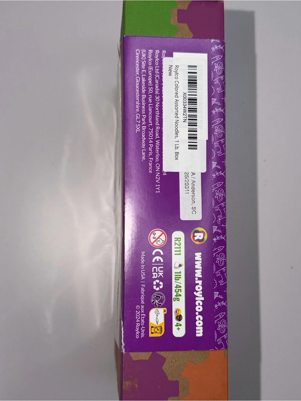 Art-A-Roni Colored Macaroni Craft Kit - Purple/Green/Orange